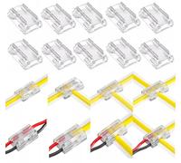 Amefil 2-pin 8mm Strip Light Connector with 20 Packets of COB LED Strip Light Ribbon for Strip Wire soldered Connector