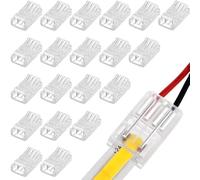 Amefil COB LED Strip Connector 8mm 2pin Extension Wire Terminal LED COB Connectors Tape Lights Fixed Clip Durble 20PCS