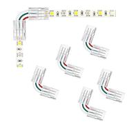 Amefil LED Strip 3-pin Angle Connector for LED Light Strips ws2811 ws2812 12V 24V 10mm Wide, solderless, Quick Connection, Pack of 5