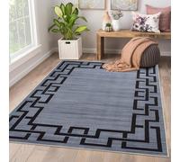 AMEHA Area Rugs for Bedroom - Grey Rugs Living Room 120 x 170 Cm Modern Carpet - Greek Key Style Non Shedding Super Soft Bedroom Rug Easy Care (Nico)