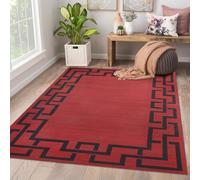 AMEHA Area Rugs for Bedroom - Red Rugs Living Room 120 x 170 Cm Modern Floor Carpet - Greek Key Style Non Shedding Easy Care Super Soft Large Rug (Lexi)