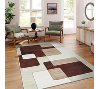 AMEHA Area Rugs Living Room - Brown and Beige Rug for Bedroom 60x110 Cm Modern Carpet Non Shedding Super Soft Geometric Pattern Small Rug (Viva)