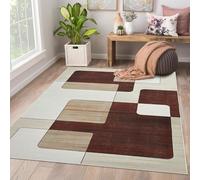 AMEHA Area Rugs Living Room Large 160x230 Cm - Brown and Beige Rugs for Bedroom Geometric Pattern Modern Carpet Super Soft Non Shedding Large Rug Easy to Clean (Viva)