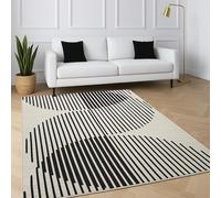 AMEHA Area Rugs Living Room Large 160x230 Cm - Cream Rugs for Bedroom Geometric Boho Style Modern Carpet Super Soft Non Shedding Abstract Rug Easy Care (Jett)