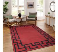 AMEHA Area Rugs Living Room - Red Rugs for Bedroom 60x110 Cm Modern Floor Carpet Super Soft Greek Key Style Non Shedding Kids and Pets Friendly Classic Rug (Lexi)