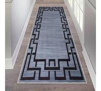 AMEHA Area Rugs Living Room - Runner Rug for Hallway Modern Carpet Runners Greek Key Style Non Shedding Soft Touch Grey Large Rugs - Easy Care (80 x 300 Cm, Nico)