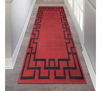 AMEHA Area Rugs Living Room - Runner Rugs for Hallway Modern Floor Carpet Runners Non Shedding Soft Touch Greek Key Style Red Large Rug Easy Care (80 x 300 Cm, Lexi)