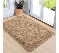 Ameha Beige Shaggy Door Mat 50X80 Cm For Bedroom Non Slip Soft Fluffy Thick Pile Small Rug Non-Shedding Easy To Clean