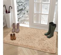 Ameha Beige Shaggy Large Door Rugs For Bedroom Non Slip Modern Super Soft Plush Rug Non Shedding Bedside Rug 60X110Cm