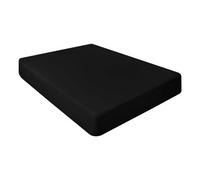 Ameha Black Fitted Sheet 40Cm Extra Deep Pocket Bed Sheets Double 137X190Cm, Breathable & Anti Allergic Bedding Sheet