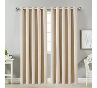 AMEHA Blackout Curtains for Bedroom - Cream Eyelet Curtains Living Room Window Treatments Soft Thermal Curtain & Drapes 66 x 54 Drop Inch, 2 Panels with Tiebacks