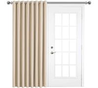 AMEHA Blackout Eyelet Curtains for Bedroom - Single Panel Door Curtain Living Room - Thermal Insulated Cream Curtains with Tie Back, 66x84 Inch Drop
