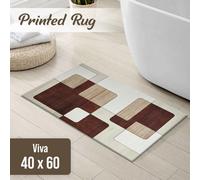 Ameha Brown And Beige Rug For Bedroom Modern Floor Mat Geometric Pattern Durable Super Soft Non Shedding Small Rug (40 X 60 Cm)
