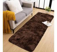 Ameha Brown Shaggy Rugs For Bedroom Area 80X150 Cm Modern Soft Non Slip Washable Bedside Rug For Kitchen Floor Mats