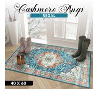 Ameha Cashmere Door Rug Luxury Non Slip Kitchen Door Mat Blue Rust/ Regal Mats Bath Indoor/outdoor-40X60 Cm