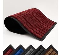 AMEHA Door Mat 50x80 Cm, Dirt Trapper for Indoor and Outdoor Door Mats Indoor, Washable Barrier Mat, Heavy Duty Non-Slip Entrance Rug, Shoes Scraper,Super Absorbent Front Door Mat Carpet,Red