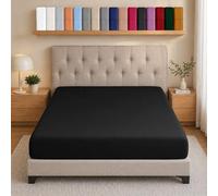AMEHA Fitted Sheets Super King Size Deep Pocket Up to 25 cm Black Bedsheets Soft Brushed Microfiber Elasticated Corners Bottom Sheet Easy Care - Anti Wrinkle & Fade Resistant