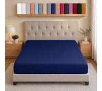 AMEHA Fitted Sheets Super King Size Deep Pocket Up to 25 cm Navy Bedsheets Soft Brushed Microfiber Elasticated Corners Bottom Sheet Easy Care - Anti Wrinkle & Fade Resistant