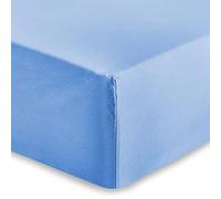 AMEHA King Size Fitted Sheet 25 cm Deep Soft Brushed Microfiber Fabric Easy Care Fade Resistant Fitted Bed Sheets (Light Blue, 152 x 200 cm)