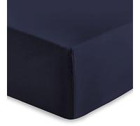 AMEHA King Size Fitted Sheet 25 cm Deep Soft Brushed Microfiber Fabric Easy Care Fade Resistant Fitted Bed Sheets (Navy, 152 x 200 cm)