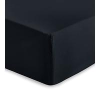 AMEHA King Size Fitted Sheet 25 cm Deep Soft Brushed Microfiber Fabric Easy Care Fade Resistant Fitted Bed Sheets (Black, 152 x 200 cm)