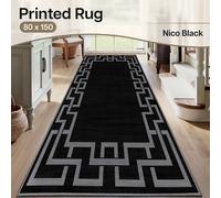 Ameha Modern Living Room Rugs Non Slip Hallway Runner Super Soft Nico Black Rug Kitchen Floor Mat 80 X 150 Cm For Kid Bedroom Rug
