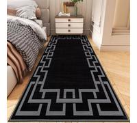 Ameha Nico Black Printed Living Room Rugs Modern Non Slip Extra Large Area Runner Greek Key Style 80 X 300 Cm