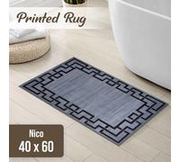 Ameha Nico Printed Rug Kitchen Floor Door Mat Bedroom Indoor/outdoor Mats Greek Key Grey Modern Rug - 40X60 Cm