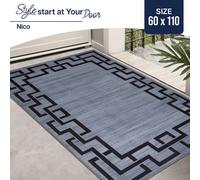 Ameha Nico Printed Rug Luxury Patterned Traditional Greek Key Door Floor Mats- (60X110 Cm Large Door Mat)