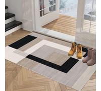 Ameha Non Slip Printed Rug Bedroom Small Bedside Mat -Carpet Geometric Style Soft Low Pile Rug For Kids Room (Milo Neutral, 60X110 Cm)