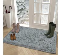 Ameha Non Slip Shaggy Door Mats Large Grey Thick Pile Bath Mat Soft Fluffy Floor Modern Mats- 60X110 Cm