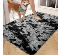 Ameha Non Slip Shaggy Rug Super Soft Small Thick Pile Non-Shedding Plush Carpet For Lounge, Tye Dye Grey 60 X 110 Cm Door Mat