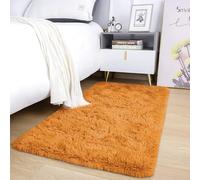 AMEHA Ochre Shaggy Rug 60x110 cm Fluffy Soft Non Slip Runner Hallway Bedroom Yellow Carpet Non-Shedding