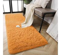 AMEHA Ochre Shaggy Runner Rug 80x300 cm Fluffy Soft Non Slip Extra Long Hallway Carpet Mustard Non-Shedding
