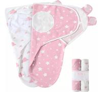 Ameha Pink 100% Cotton Baby Swaddle Wraps 0-3 Months Swaddle Wrap Cloud & Star Pattern For New Born Baby Pack Of 2