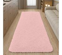 Ameha Pink Shaggy Runner For Living Bedroom Kitchen Mat Pet Friendly Modern Rugs, 60X220 Cm