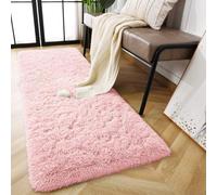 AMEHA Pink Shaggy Runner Rug 80x300 cm Fluffy Soft Non Slip Extra Long Hallway Carpet Pink Non-Shedding