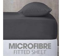 Ameha Plain Microfiber Fitted Sheet 25Cm Deep Pocket-Hypoallergenic Easy Care Charcoal Fitted Sheet Small/double Sheet(120X190Cm)