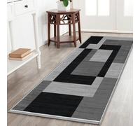 Ameha Printed Area Rugs Living Room 80X150 Cm Style Modern Floor Carpet Super Soft Milo Black And Grey Extra Large Rug