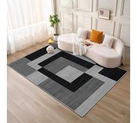 Ameha Printed Rug Milo Black Grey Pattern Modern Living Room Bedroom 160 X 230 Cm Large Area Carpet Indoor/outdoor Rugs