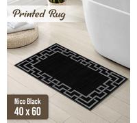 Ameha Printed Rug Non Slip Entrance Door Mat 40X60 Cm Small Area Rugs Nico Black Pattern Geometric Bath Door Mats