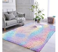 AMEHA Rainbow Rug for Kids Room 120x170 cm Colorful Shaggy Fluffy Soft Non Slip Area Rugs for Bedroom Living Room Playroom Non-Shedding