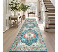 Ameha Regal Cashmere Rug Extra Large Hallway & Kitchen Area Runner Nonslip Stain Resistant Thick Pile Carpet (Blue Rust, 80X300Cm)