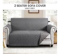 Ameha Reversible Waterproof Sofa Cover Quilted Sofa Protector Light Grey Dark Grey Furniture Protector 2 Seater 224X179Cm