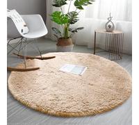 AMEHA Round Rugs Living Room -Beige Area Rugs for Bedroom 120x120 cm Anti Slip - Modern Super Soft Thick Pile Fluffy Shaggy Rug - Plush Carpet Non Shedding Easy to Clean