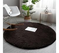 AMEHA Round Rugs Living Room - Fluffy Shaggy Brown Area Rugs for Bedroom 120x120cm Anti Slip - Modern Super Soft Thick Pile Plush Carpet Non Shedding Easy To Clean Rug