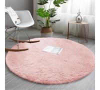 AMEHA Round Rugs Living Room - Fluffy Shaggy Pink Area Rugs for Bedroom 120x120cm Anti Slip - Modern Super Soft Thick Pile Plush Carpet Non Shedding Easy To Clean Rug