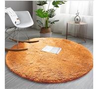 AMEHA Round Rugs Living Room - Ochre Area Rugs for Bedroom 120x120 cm Anti Slip - Modern Super Soft Thick Pile Fluffy Shaggy Rug - Plush Carpet Non Shedding Easy to Clean