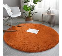 AMEHA Round Rust Shaggy Rug 120x120 cm Fluffy Soft Non Slip Circle Area Rug Terracotta Bedroom Non-Shedding