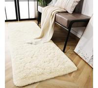 AMEHA Rugs for Living Room Bedroom - Cream Area Rugs for Hallway Runner Anti-Slip - Modern Super Soft Fluffy Shaggy Thick Pile Rug Non-Shedding, 60 x 220 CM